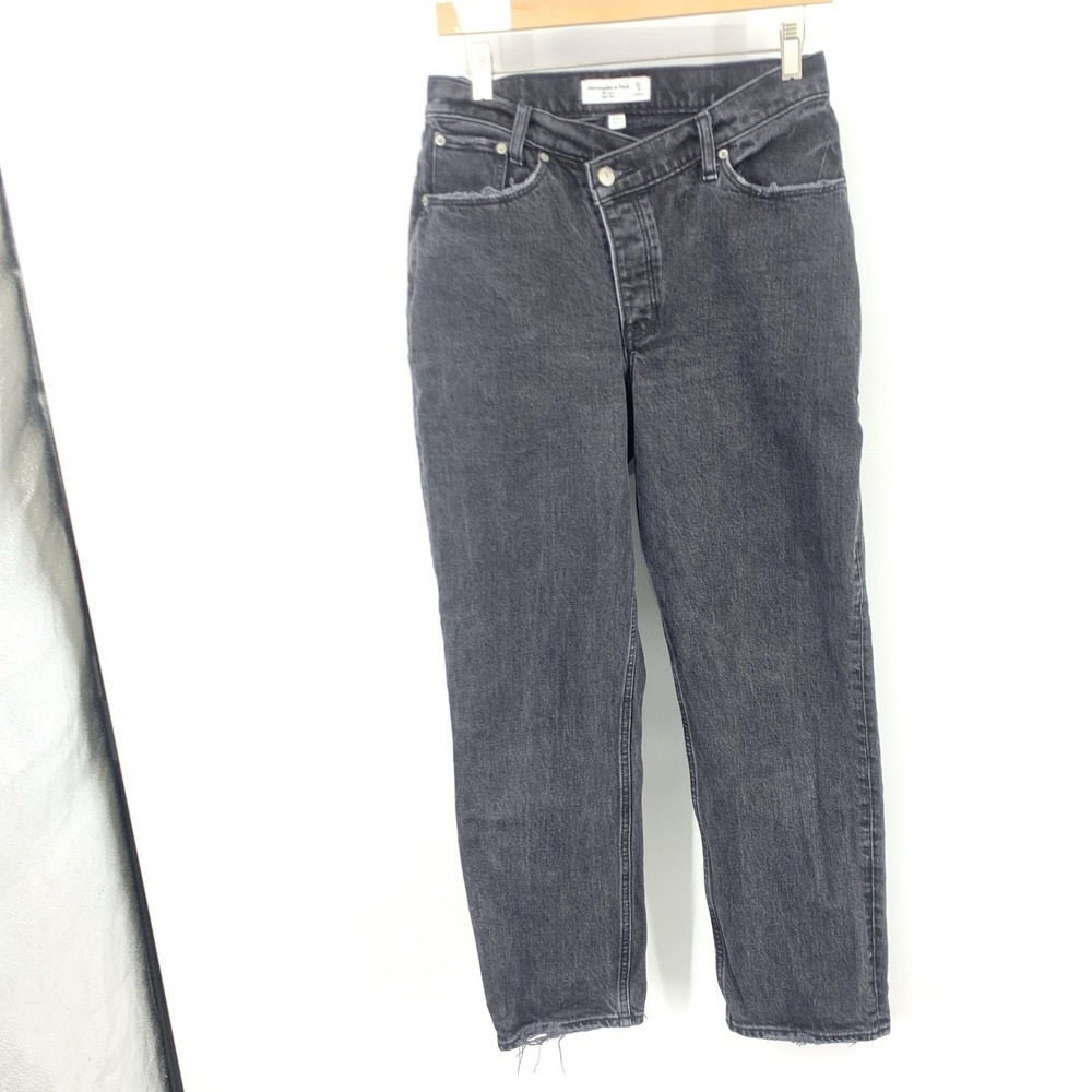 Abercrombie & Fitch Women Size 4 27 Jeans Black Pants Dad Straight Curve Love